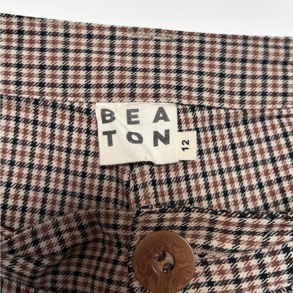 Beaton Linen Houndstooth Wide Leg Pants - Picture 3 of 6